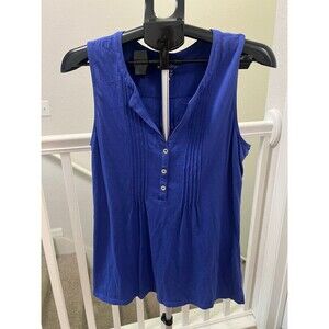 Lilly Pulitzer Solid Blue Tank Top - 100% Cotton Size Large
